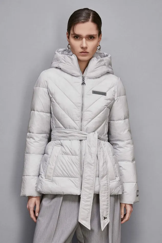 Patrizia Pepe Outerwear Essential Down Jacket With Belt Grey 8211 Women
