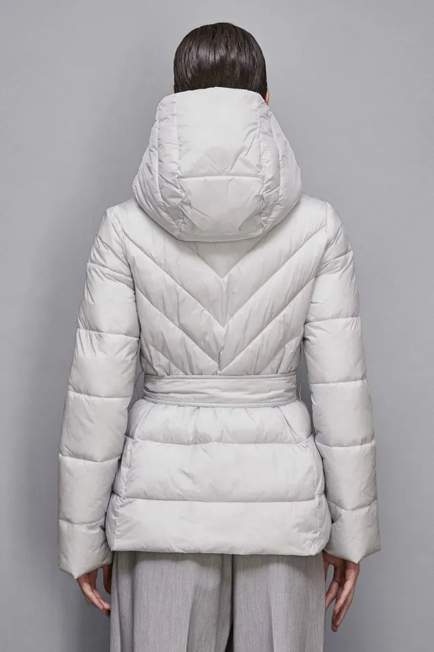 Patrizia Pepe Outerwear Essential Down Jacket With Belt Grey 8211 Women