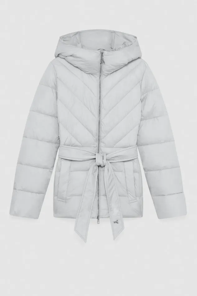 Patrizia Pepe Outerwear Essential Down Jacket With Belt Grey 8211 Women