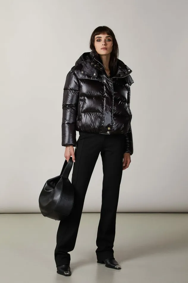 Patrizia Pepe Outerwear Short Hooded Down Jacket Black 8211 Women