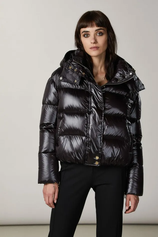 Patrizia Pepe Outerwear Short Hooded Down Jacket Black 8211 Women