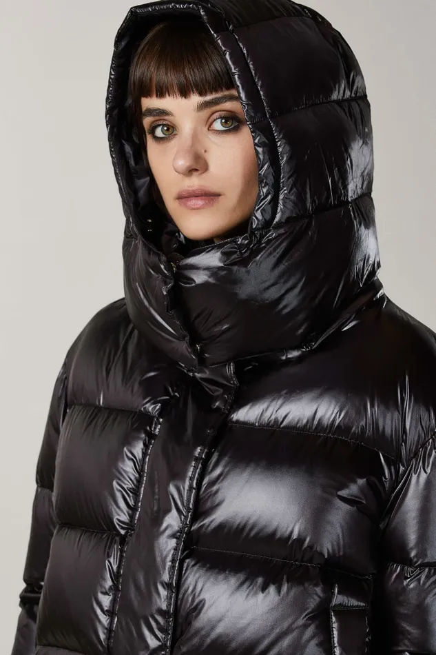 Patrizia Pepe Outerwear Short Hooded Down Jacket Black 8211 Women