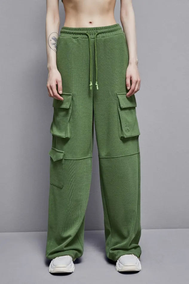 Patrizia Pepe Pants and Jeans Cotton Blend Fleece Cargo Pants Green 8211 Women