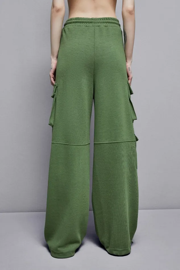 Patrizia Pepe Pants and Jeans Cotton Blend Fleece Cargo Pants Green 8211 Women