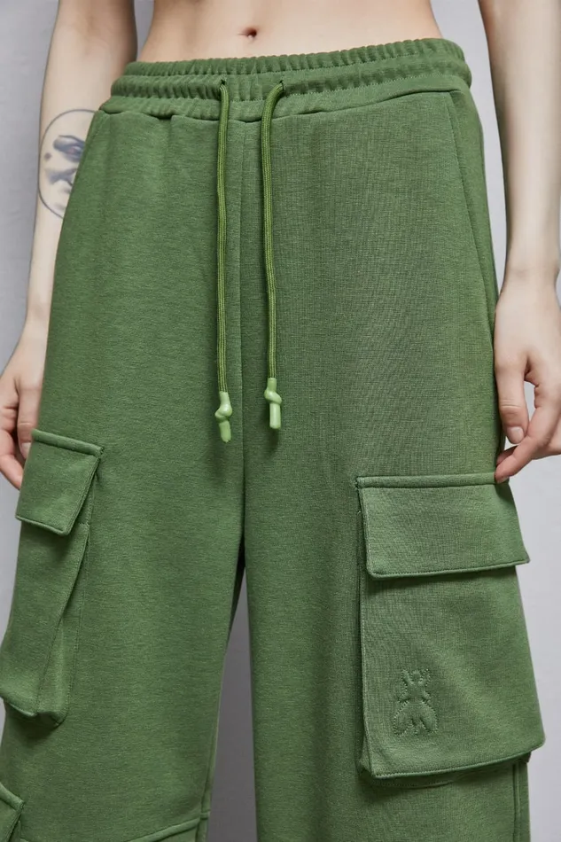 Patrizia Pepe Pants and Jeans Cotton Blend Fleece Cargo Pants Green 8211 Women