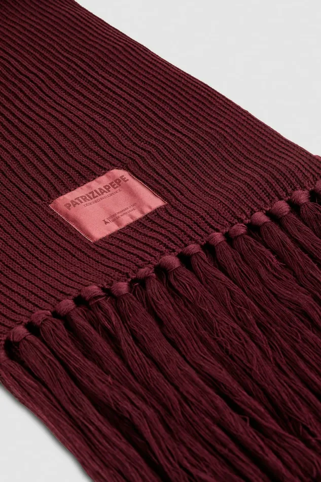 Patrizia Pepe Scarves Ribbed Scarf With Fabric Fringes Purple 8211 Women