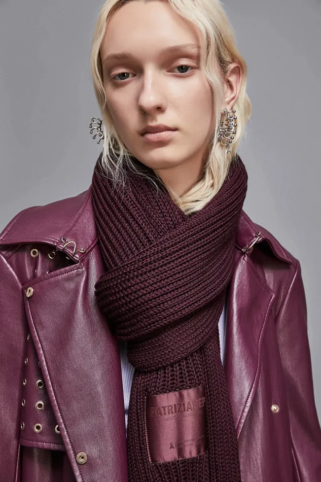 Patrizia Pepe Scarves Ribbed Scarf With Fabric Fringes Purple 8211 Women