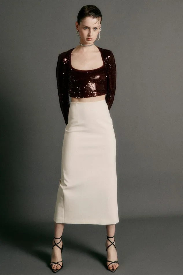 Patrizia Pepe Skirts Twill Pencil Skirt Beige 8211 Women