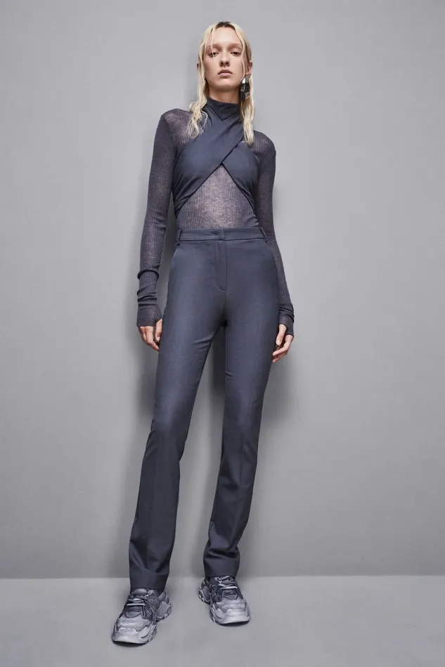 Patrizia Pepe Tailleur Essential Tailored Wool Pants Grey 8211 Women