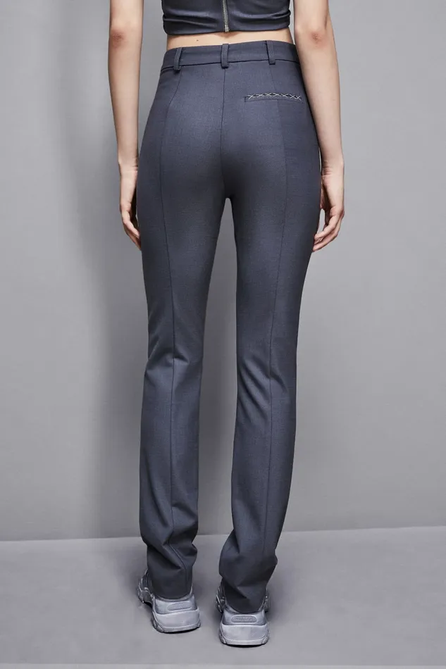 Patrizia Pepe Tailleur Essential Tailored Wool Pants Grey 8211 Women