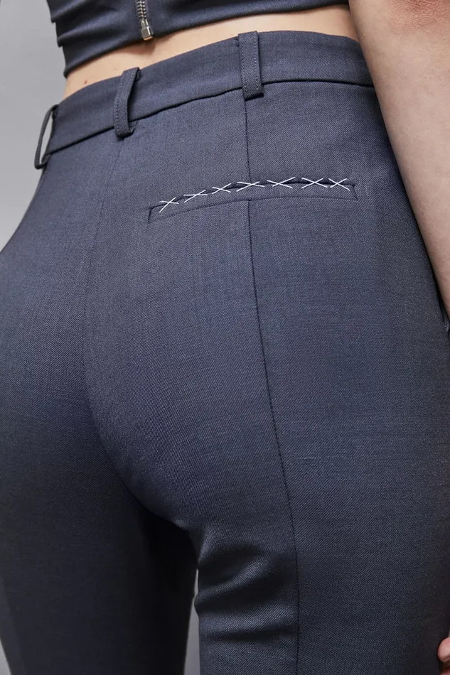 Patrizia Pepe Tailleur Essential Tailored Wool Pants Grey 8211 Women