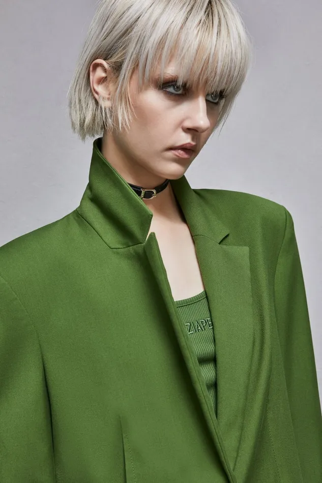 Patrizia Pepe Tailleur OneButton Flannel Blazer Green 8211 Women