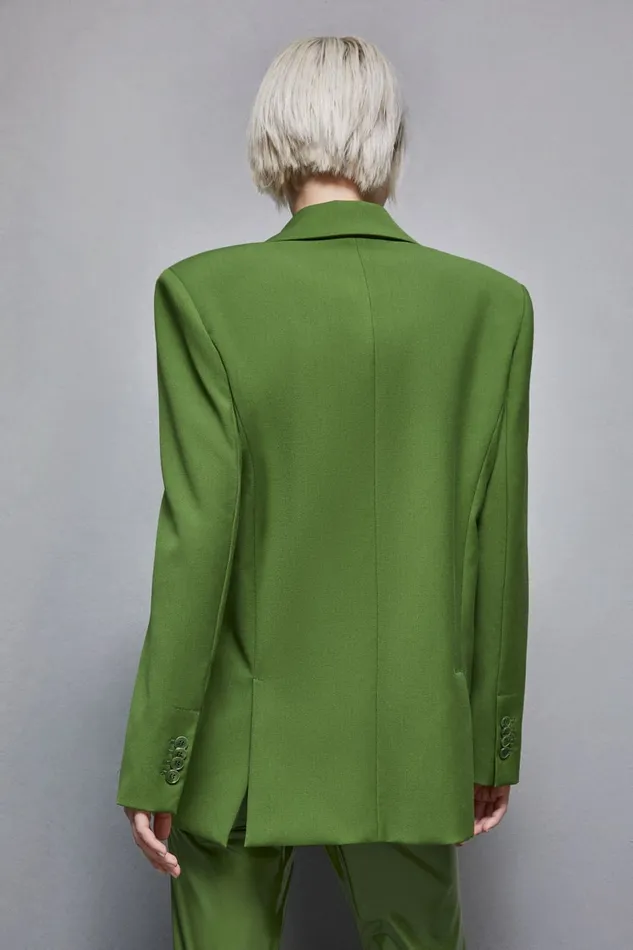Patrizia Pepe Tailleur OneButton Flannel Blazer Green 8211 Women