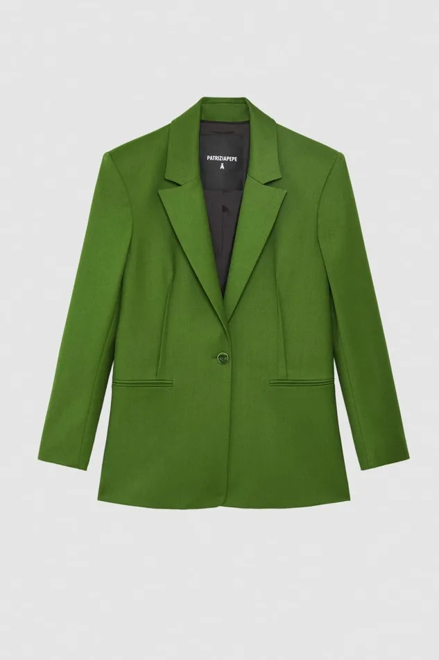 Patrizia Pepe Tailleur OneButton Flannel Blazer Green 8211 Women