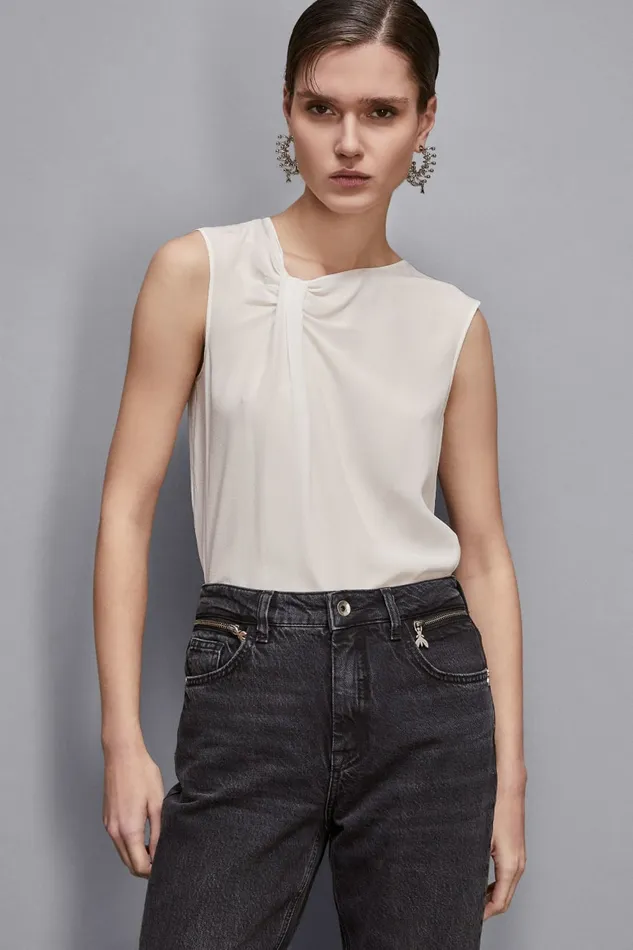 Patrizia Pepe Tops Top With Draping White 8211 Women