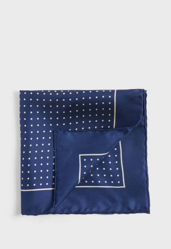 Paulstuart Pocket Squares Mens Silk Twill Dot Print Pocket Square SilverWhite