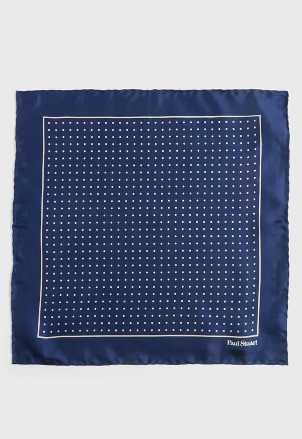 Paulstuart Pocket Squares Mens Silk Twill Dot Print Pocket Square SilverWhite Paulstuart Pocket Squares Mens Silk Twill Dot Print Pocket Square SilverWhite
