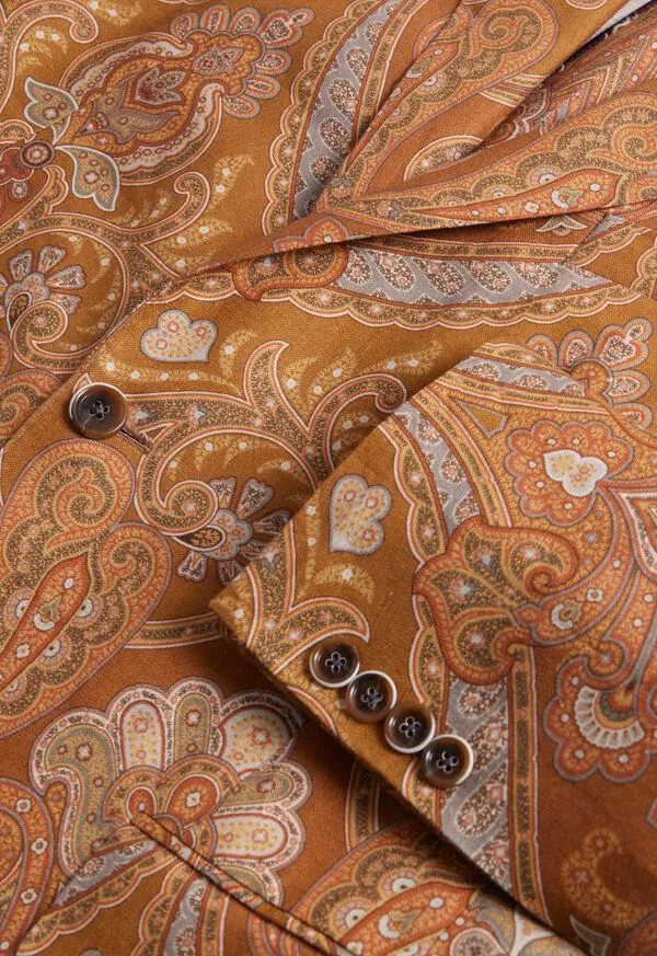 Paulstuart Printed Paisley Linen Jacket Gold Mens Blazers and Jackets Paulstuart Printed Paisley Linen Jacket Gold Mens Blazers and Jackets