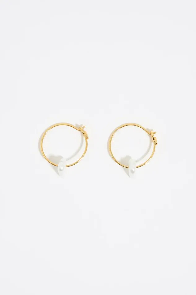 Pearl Heart Hoop Earrings Pearl Women Bimba Y Lola Jewelry
