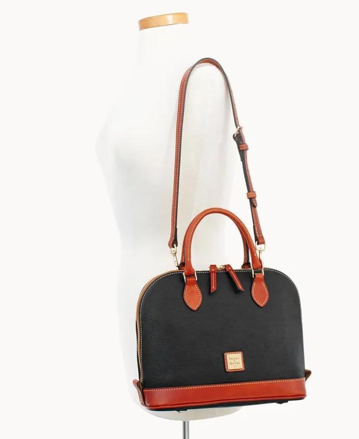 Pebble Grain Zip Zip Satchel Black Woman Dooney and Bourke Satchels Pebble Grain Zip Zip Satchel Black Woman Dooney and Bourke Satchels