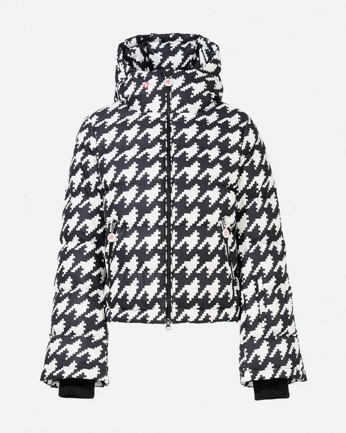Perfect Moment Houndstooth Polar Flare Down Jacket Houndstooth 8211 Blacksnow White Women Jackets