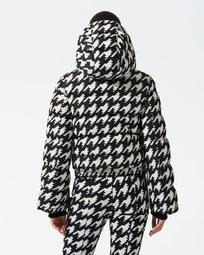 Perfect Moment Houndstooth Polar Flare Down Jacket Houndstooth 8211 Blacksnow White Women Jackets