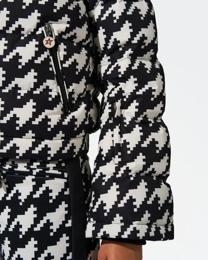 Perfect Moment Houndstooth Polar Flare Down Jacket Houndstooth 8211 Blacksnow White Women Jackets