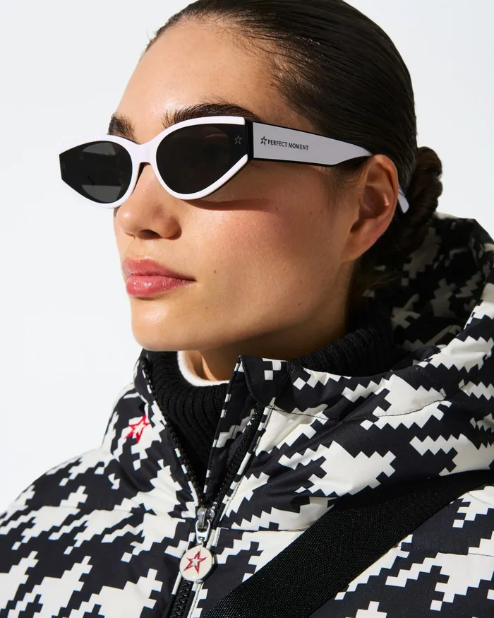 Perfect Moment Houndstooth Polar Flare Down Jacket Houndstooth 8211 Blacksnow White Women Jackets