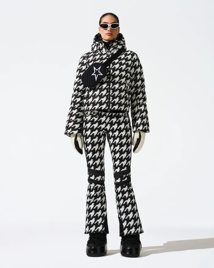Perfect Moment Houndstooth Polar Flare Down Jacket Houndstooth 8211 Blacksnow White Women Jackets