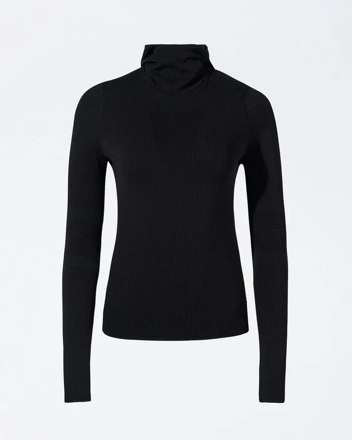 Perfect Moment Seamless Hooded Base Layer Top Black Women Base Layers