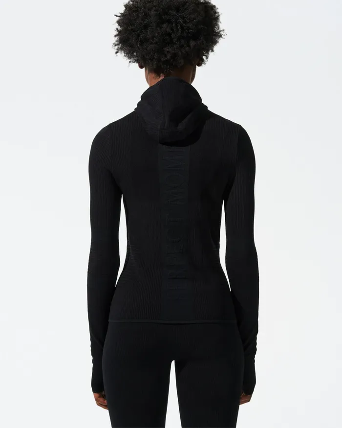 Perfect Moment Seamless Hooded Base Layer Top Black Women Base Layers