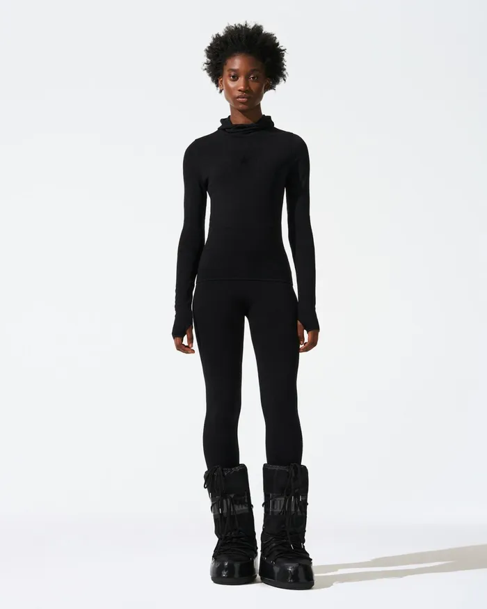 Perfect Moment Seamless Hooded Base Layer Top Black Women Base Layers