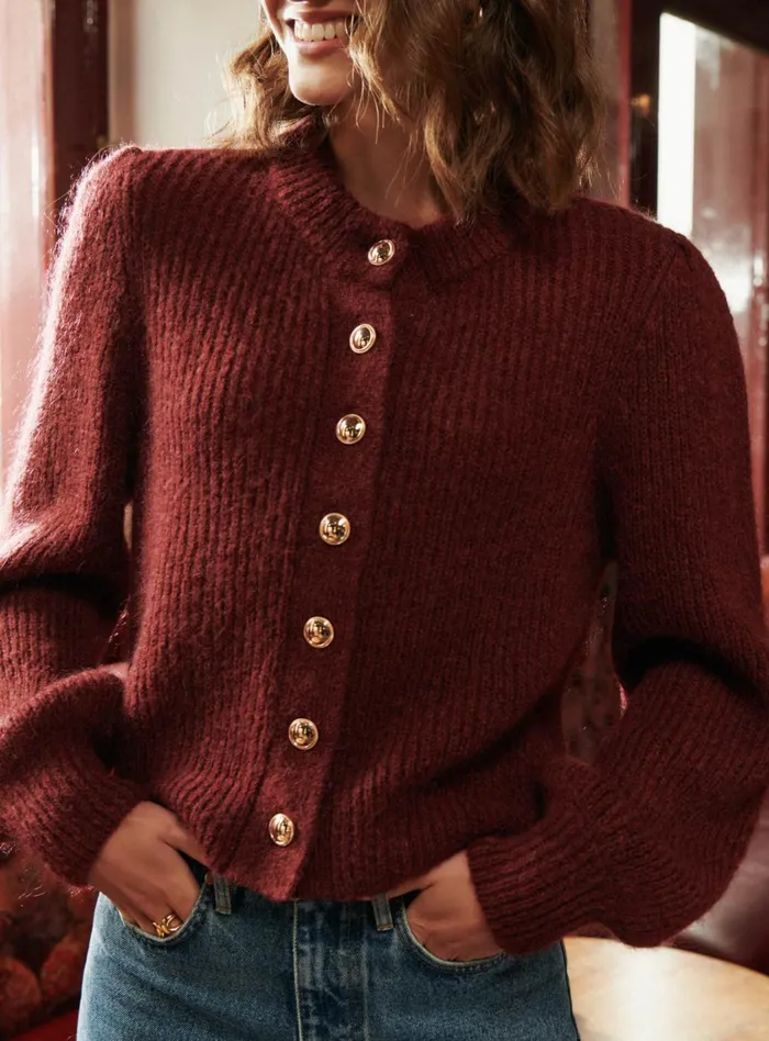 Petite Mendigote Meshes Fw24 Maille Ml Mirabelle Gilet Bordeaux 8211 Women