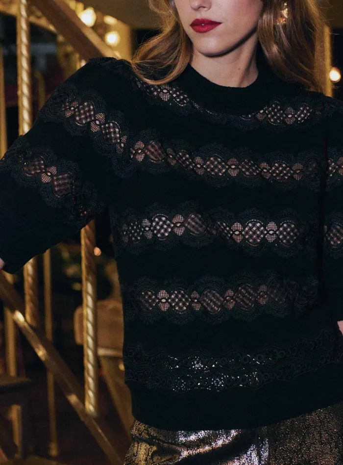 Petite Mendigote Tops Blouses Fw24 Maia Xmas Sweater Black 8211 Women