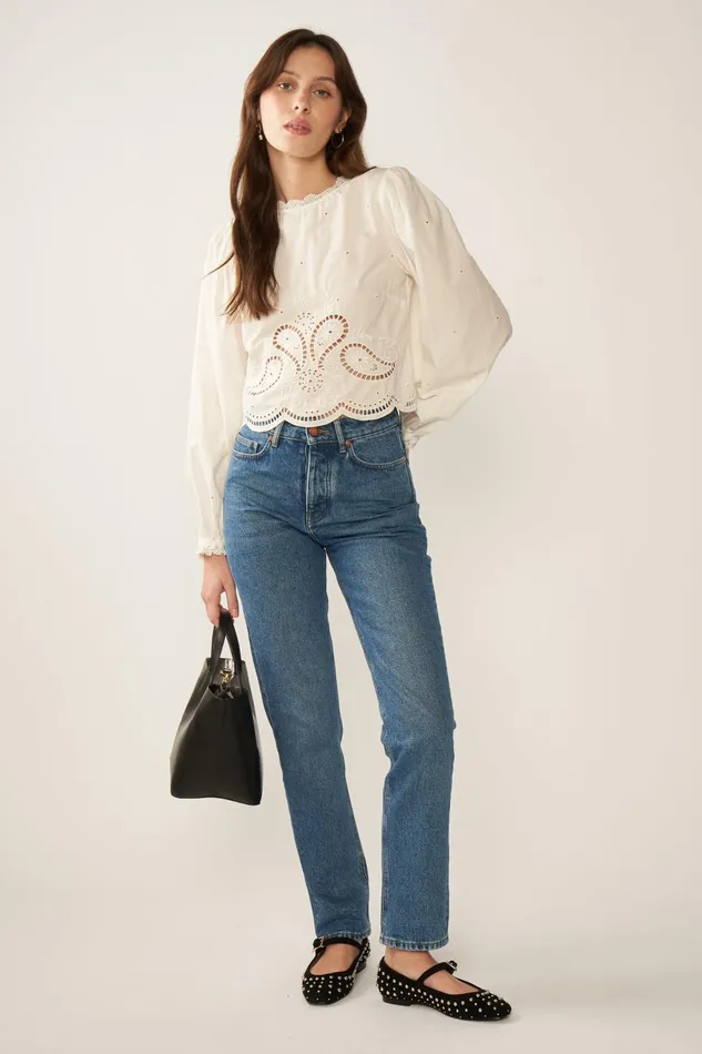 Petite Mendigote Tops Blouses Fw24 Top Brode Tanais White 8211 Women