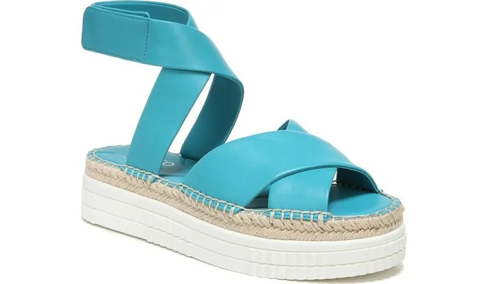 Platform Women Franco Sarto Franco Brock Platform Sandal Teal Leather