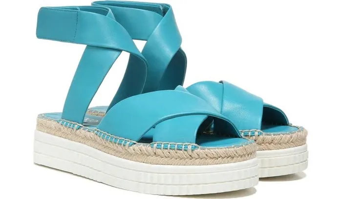 Platform Women Franco Sarto Franco Brock Platform Sandal Teal Leather