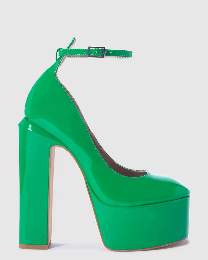 Platforms Women ZIPPEDY GREEN PATENT NOVO Shoes