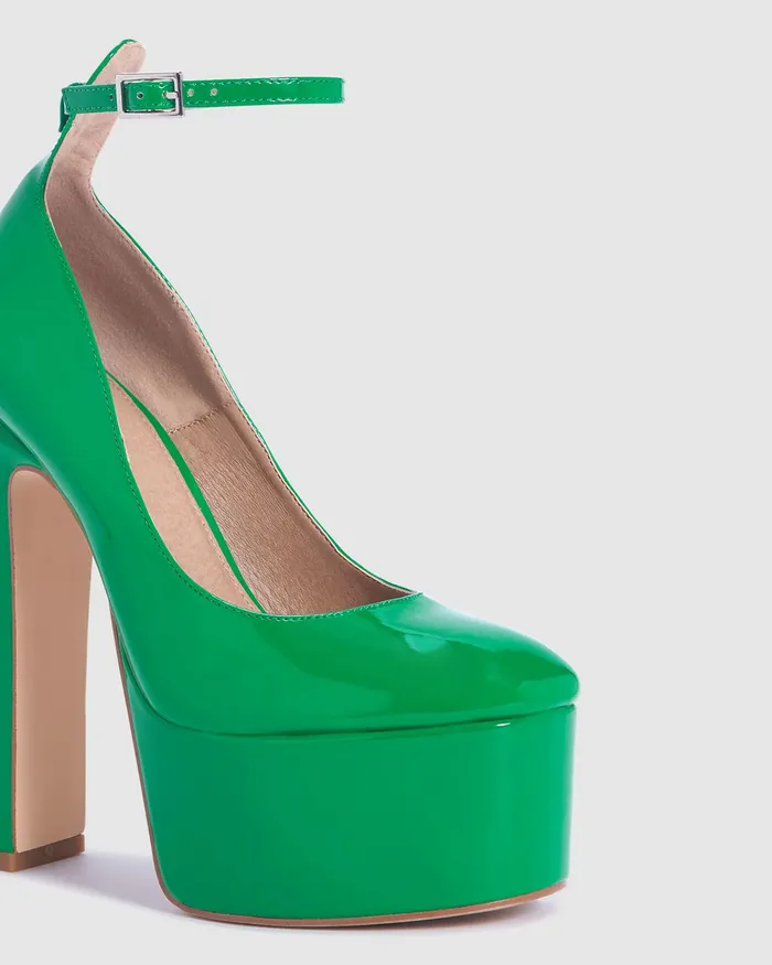 Platforms Women ZIPPEDY GREEN PATENT NOVO Shoes