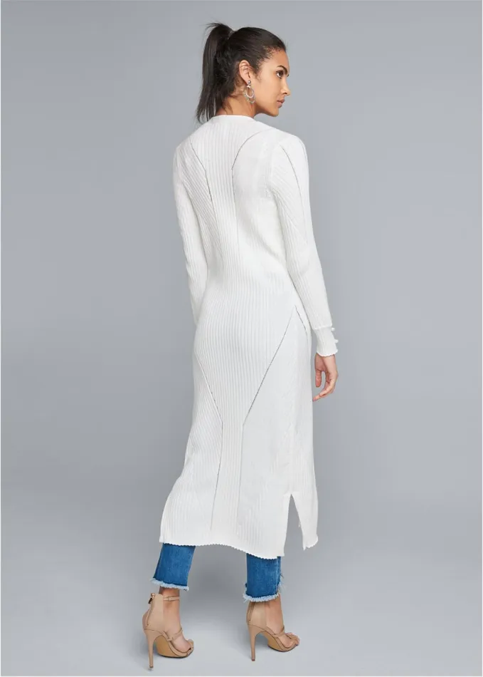 POINTELLE BLOUSE SLEEVE DUSTER White Women VENUS Cardigans and Dusters
