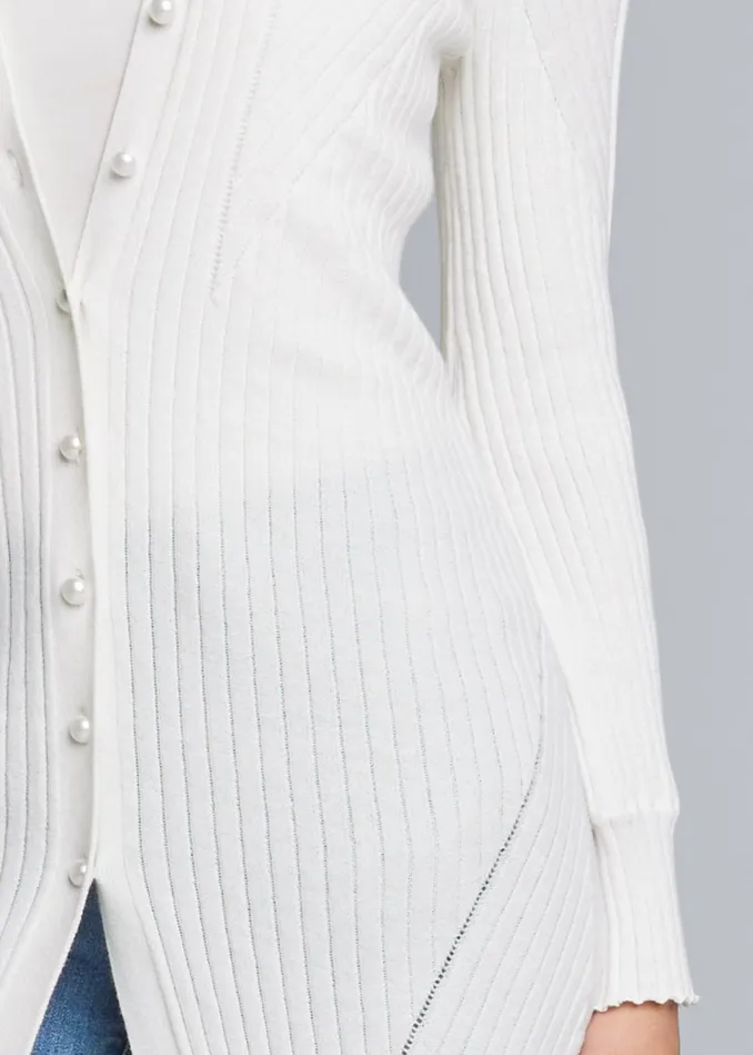POINTELLE BLOUSE SLEEVE DUSTER White Women VENUS Cardigans and Dusters