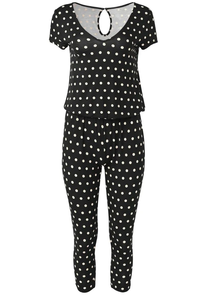POLKA DOT JUMPSUIT Black and White Women VENUS Casual Jumpsuits and Rompers