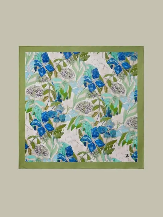 Praslin Tropical Plant Print Silk Square Scarf Women Wraps Lilysilk Scarves