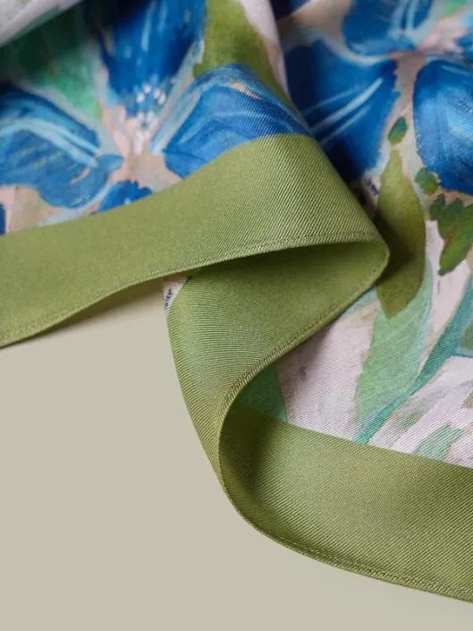 Praslin Tropical Plant Print Silk Square Scarf Women Wraps Lilysilk Scarves