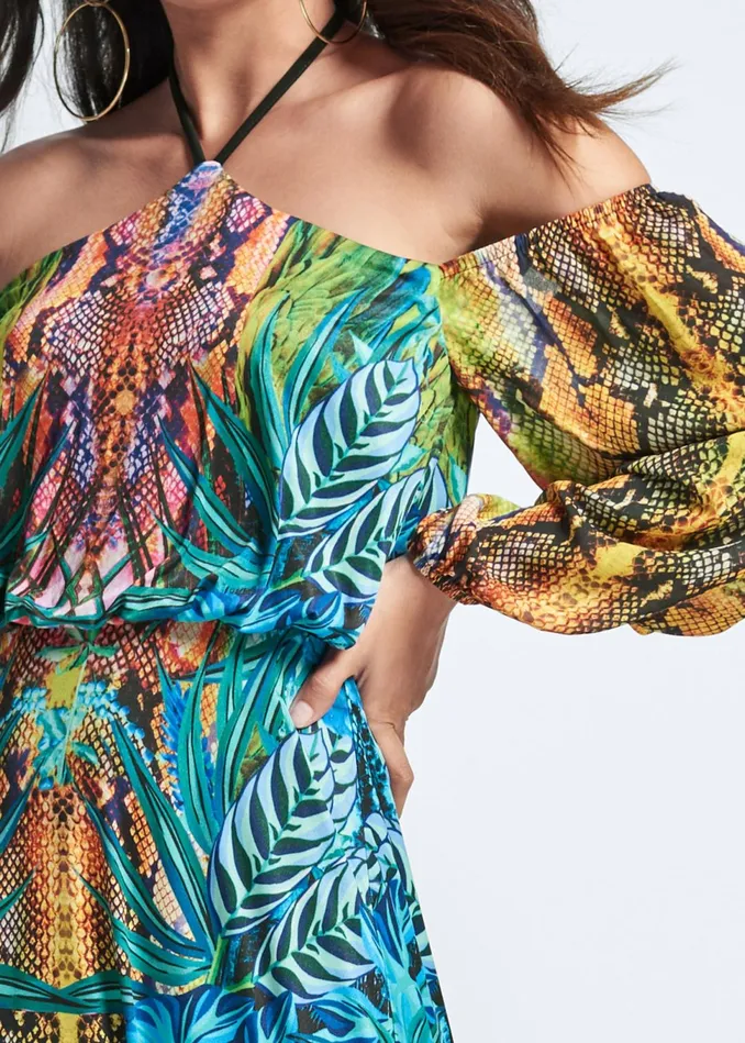 PRINTED MAXI DRESS Blue Multi Women VENUS Sundresses