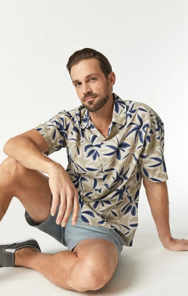 Printed Shirt In Silver Lining Printed Men Mavi Jeans TShirts