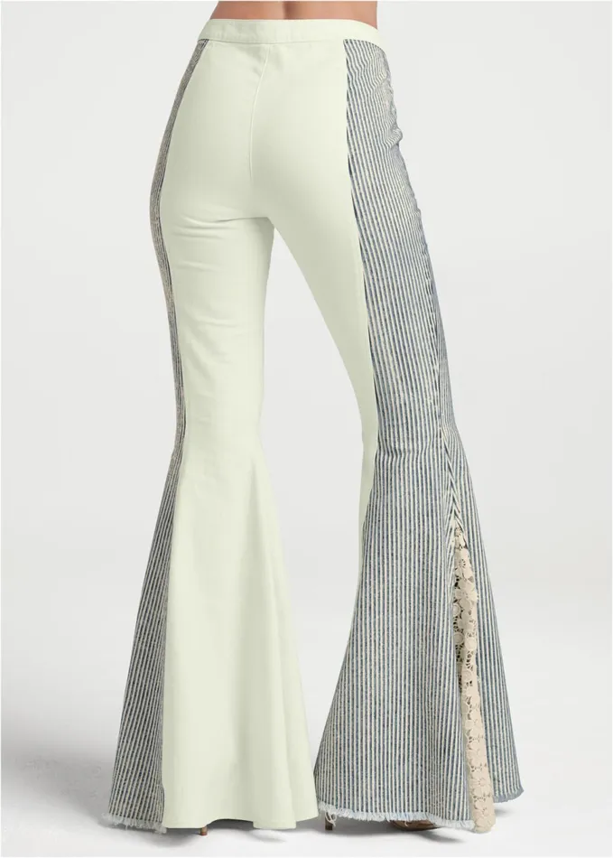 RAILROAD STRIPE FLARE JEANS Natural Multi Women VENUS Novelty Jeans