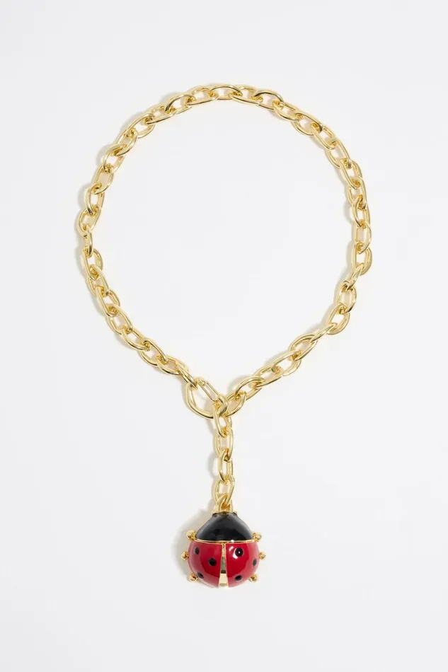 Red Ladybug Chain Necklace Red Women Bimba Y Lola Jewelry