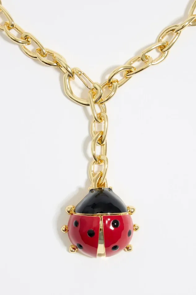 Red Ladybug Chain Necklace Red Women Bimba Y Lola Jewelry Red Ladybug Chain Necklace Red Women Bimba Y Lola Jewelry