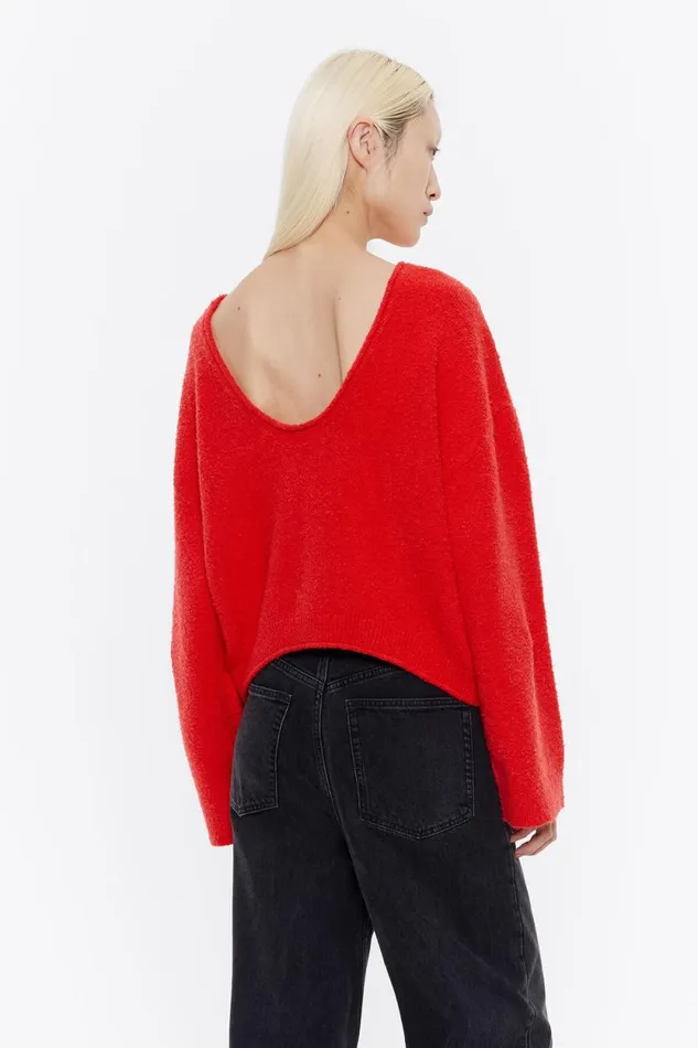 Red Rounded Back Jumper Red Women Bimba Y Lola Knitwear Red Rounded Back Jumper Red Women Bimba Y Lola Knitwear